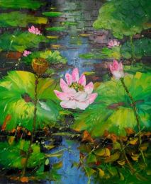 Pond with Lotus Canvas Wall Art