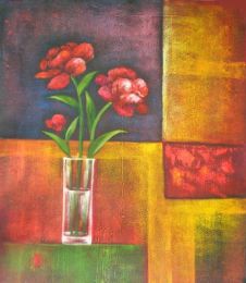 Red Flowers Abstract Oil Painting