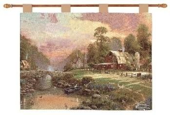 Sunset At Riverbend Farm by Kinkade Fine Art Tapestry