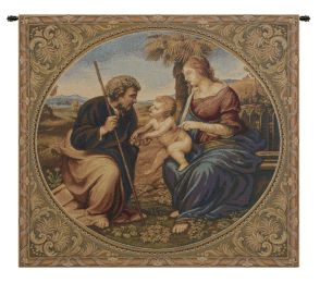 Sacred Family With Palm Italian Tapestry