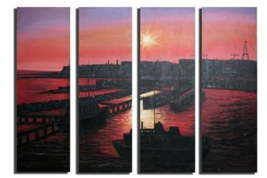 Sunset Seaport Canvas Wall Art