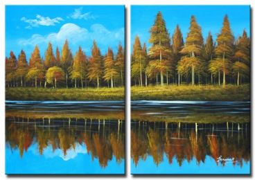 Lakeside Forest Canvas Wall Art