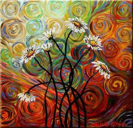 Psychedelic Daisies Canvas Wall Art