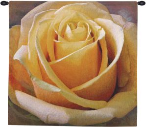 Yellow Rose Square Belgian Tapestry Wall Art