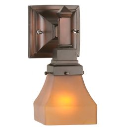 5"W Bungalow Frosted Amber Wall Sconce