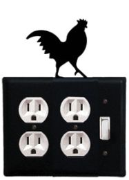 Rooster - Double Outlet and Single Switch Cover