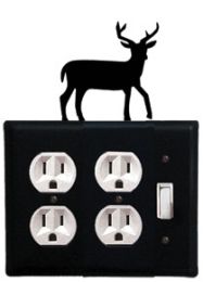 Deer - Double Outlet and Single Switch Cover