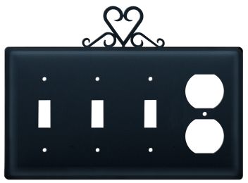 Heart - Triple Switch & Single Outlet