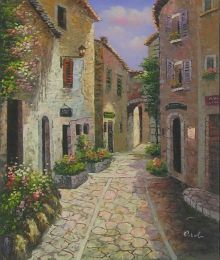 Cobblestone Village Canvas Wall Art