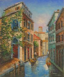 Gondoliers Passing By Oil Painting