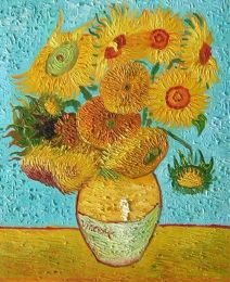 Vase with Twelve Sunflowers Canvas Wall Art