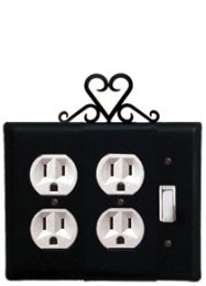 Heart - Double Outlet and Single Switch Cover