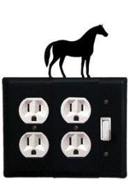 Horse - Double Outlet and Single Switch Cover