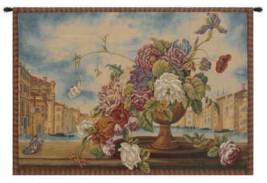 Venice Balcony with Flowers Italian Tapestry