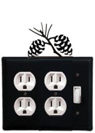 Pinecone - Double Outlet and Single Switch Cover