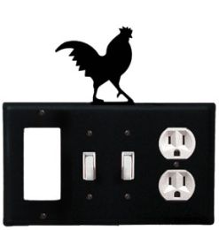 Rooster - Single GFI, Double Switch and Single Outlet Cover