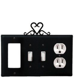 Heart - Single GFI, Double Switch and Single Outlet Cover