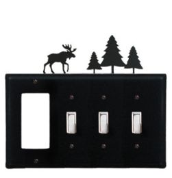 Moose & Pine Trees - Single GFI and Triple Switch Cover