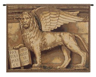 Lion with Books Italian Tapestry