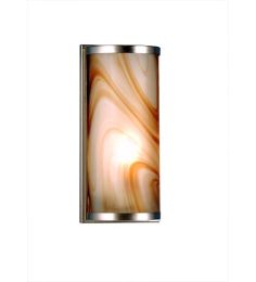 5.5"W Cylinder Cognac Swirl Fused Glass Wall Sconce