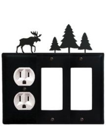 Moose & Pine Trees - Single Outlet and Double GFI Cover