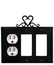 Heart - Single Outlet and Double GFI Cover