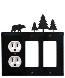 Bear & Pine Trees - Single Outlet and Double GFI Cover