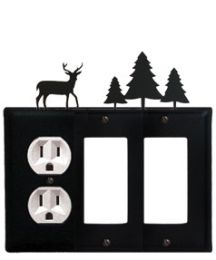 Deer & Pine Trees - Single Outlet and Double GFI Cover