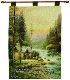 Evening in the Forest w/Verse by Kinkade Fine Art Tapestry