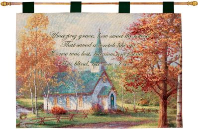 Aspen Chapel w/Verse by Kinkade Fine Art Tapestry