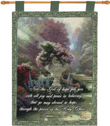 Garden of Hope w/Verse  by Kinkade Fine Art Tapestry