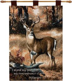 Forest Buck w/Verse Fine Art Tapestry