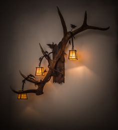 46"W Antlers Elk 3 LT Wall Sconce