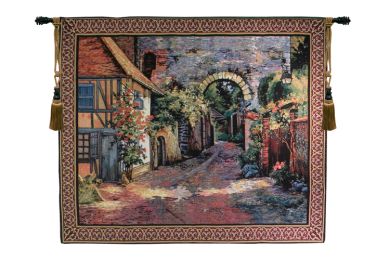 Peaceful European Alley Tapestry Wall Art