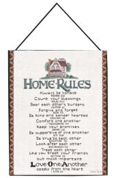 Home Rules White Bannerette Fine Art Tapestry