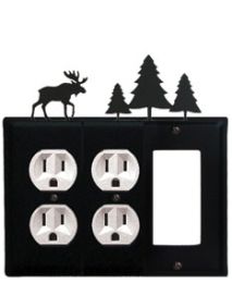 Moose & Pine Trees - Double Outlet and Single GFI Cover