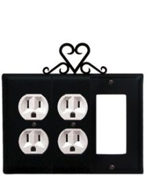 Heart - Double Outlet and Single GFI Cover