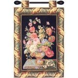 Flower Basket Black European Tapestry