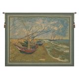 Van Goghs Fishing Boats Belgian Tapestry Wall Art