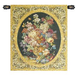 Floral Composition in Vase Dark Green Italian Wall Hanging (Size: 30 x 25)