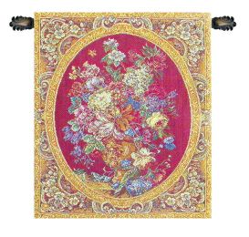 Floral Composition in Vase Burgundy Italian Wall Hanging (Size: 30 x 24)