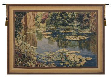 Lake Giverny With Border Belgian Tapestry Wall Art (Size: 67 x 88)