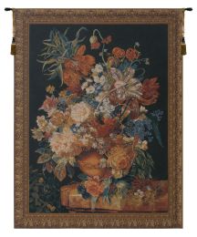 Terracotta Floral Bouquet Black Belgian Tapestry Wall Art (Size: 65 x 50)