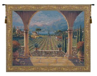 Lakeside Vineyard Belgian Tapestry Wall Art (Size: 64 x 82)