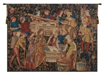 Grapes Harvest Vendanges Belgian Tapestry Wall Art (Size: 80 x 104)