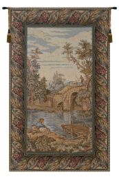 Fishing at the Lake Vertical Italian Tapestry (Size: 45 x 33)