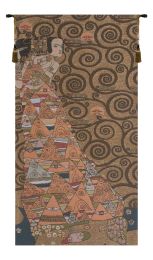 L'Attente Klimt a Gauche Or French Tapestry (Size: 118 x 58)