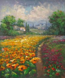 Garden Pathway Oil Painting (Size: 36 x 24 (Stretched Canvas Art))