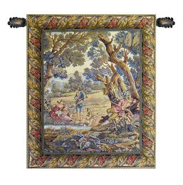 Hunters Resting Vertical Italian Wall Hanging (Size: 46 x 34)