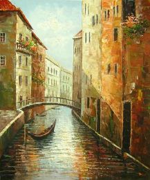 Gondola Canal Canvas Wall Art (Size: 36 x 24 (Stretched))